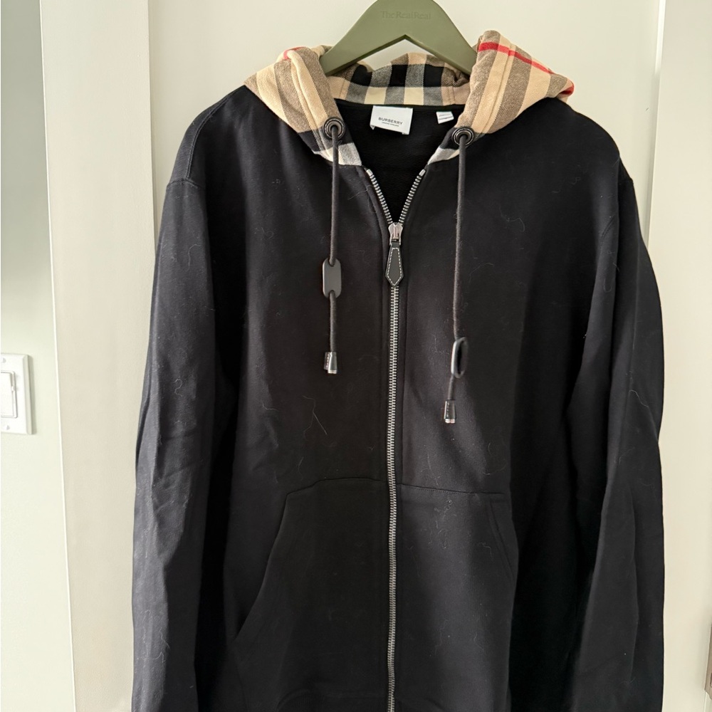 Burberry Black Jacket with Plaid Accents